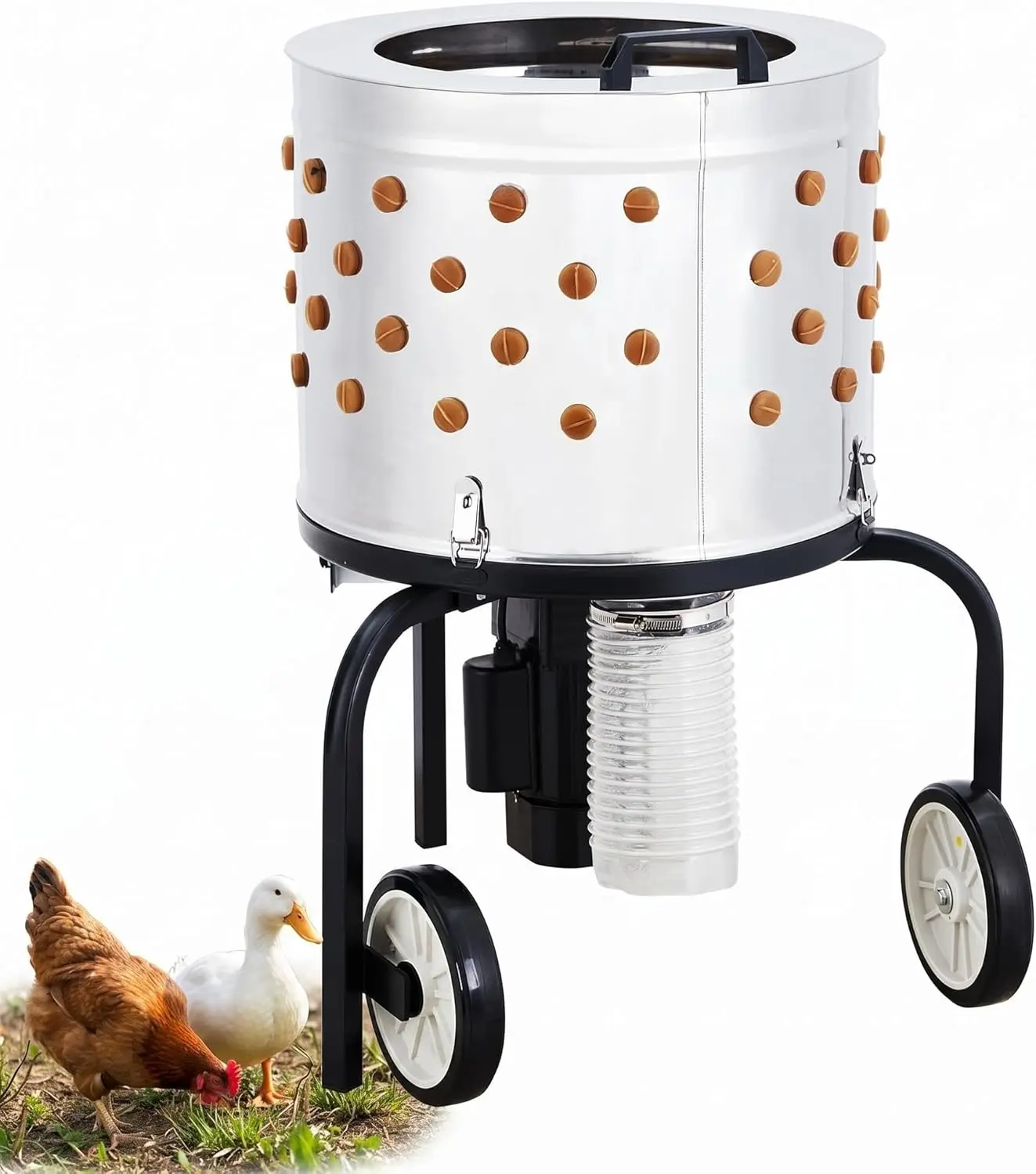 Chicken Plucker Machine 20 inch, 106 Soft Fingers Stainless Steel Poultry Plucker, 110V Electric Defeathering Equipment for Chickens Ducks Turkeys