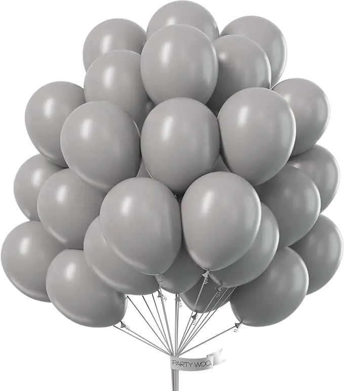 PartyWoo Gray Balloons 50pcs of 12 Inch Matte Gray Latex Helium Balloon for Baby Shower Graduation Wedding Anniversary Bachelorette Retirement Birthday Gender Reveal Party Decorations Gray-Y71