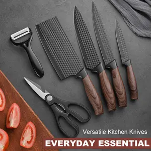 6-piece kitchen tool set, stainless steel kitchen knife set, kitchen knife, watermelon knife, fruit knife, chicken bone scissors, etc., essential tools for home kitchen, essential cooking tools for restaurant