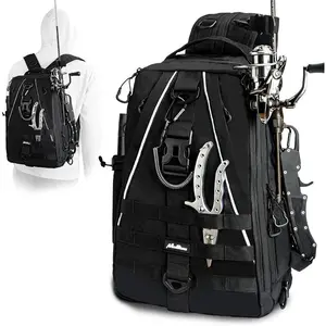 Fishing Tackle Backpack with Rod Holder, Tackle Box Backpack