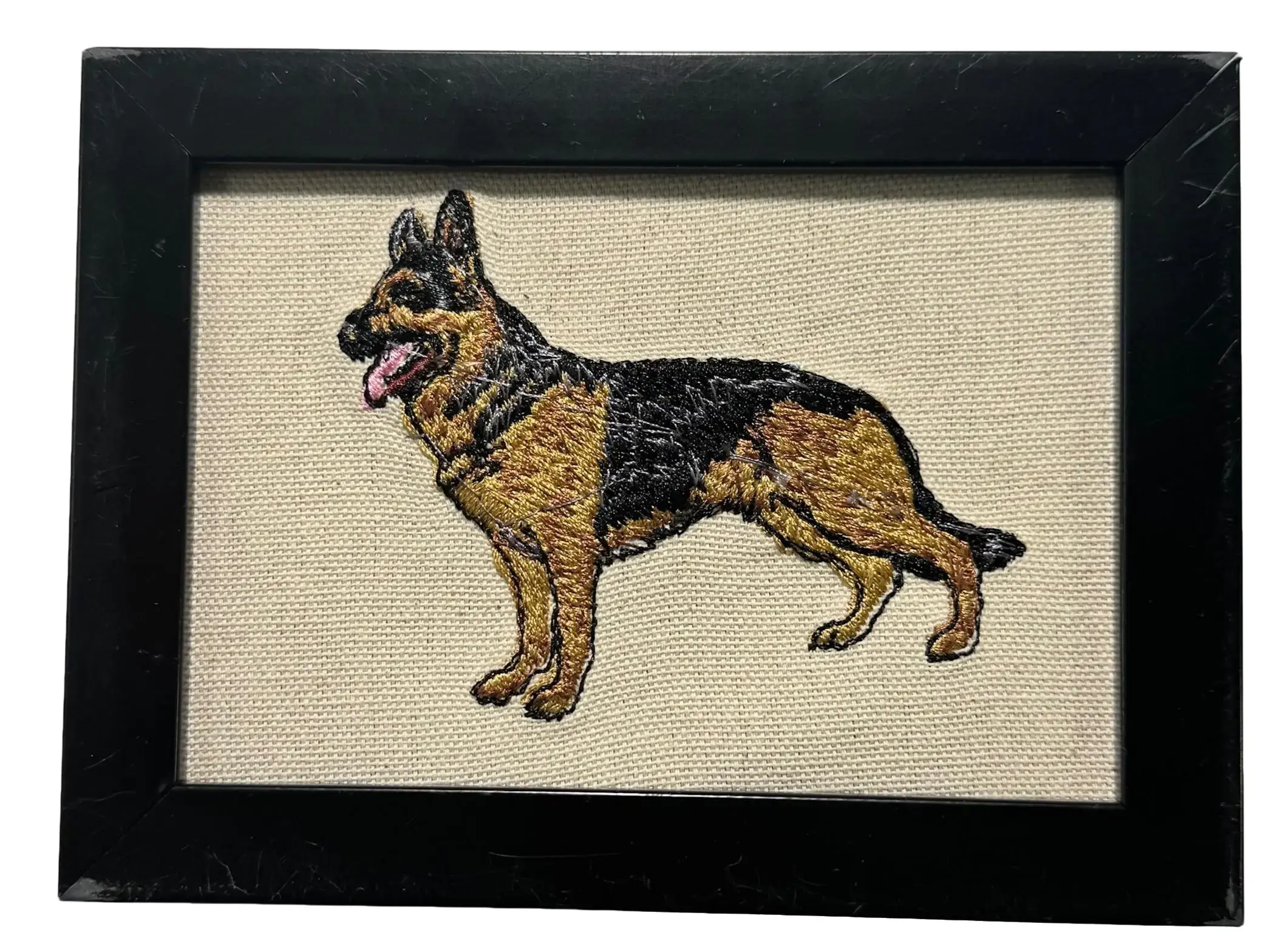 Breed-Specific Charming German Shepherd Machine-Embroidered Framed Home Decor Plaque, Canine Accent Sign, Customizable Desk Decor Art for Room Display (Express Love Through Art, Other Dog Breeds & Designs Available)