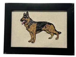 German Shepherd Dog Machine Embroidered and Framed! Unique Canine Charm Tabletop Decor for Home or Office! Other Designs and Breeds Available! Desktop Decoration Signs