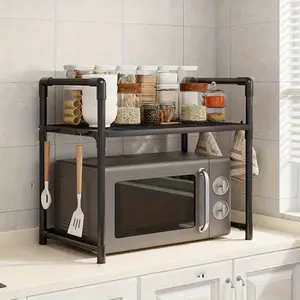 Adjustable Microwave Stand, kitchen microwave organizer rack for countertop storage needs, used in home organization, small kitchen layouts, and everyday kitchen management