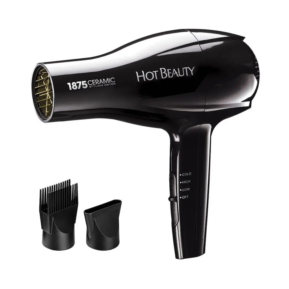 Hot Beauty 1875 Ceramic Styling Hair Dryer 2 Styling Attachments Hot Beauty 1875 Ceramic Styling Hair Dryer 2 Styling Attachments