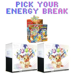 **READ DESCRIPTION** Break 142: (2) Prismatic Evolutions ETB & (1) Surging Sparks Booster Box Pick Your Energy Cards Grass Water Fire Electric Fighting Dark Psychic Steel