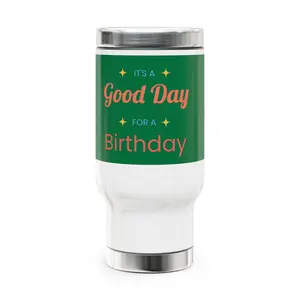 Birthday Travel Mug, Insulated Coffee Cup for Celebrations, Personalized Gift for Friends, Good Day Mug, Unique Birthday Presents Drinkware Flasks