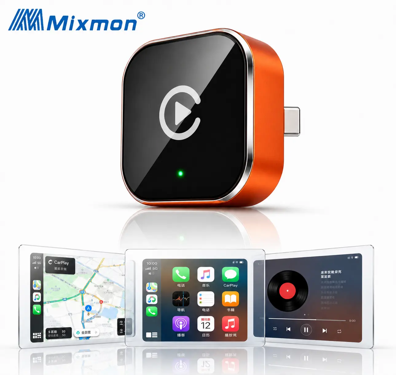 Mixmon 2026 2-in-1 Compact Shape Upgraded Wireless CarPlay Adapter, Ultra Mini CarPlay Dongle Connectivity USB Adapter, Converts Factory Wired Systems to Wireless, WiFi 6, Bluetooth 5.4, Plug & Play, Low Latency Car Accessories