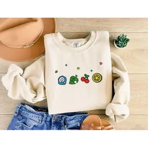 EMBROIDERED Animal Crossing Sweatshirt, Perfect Gift for Gamers, Stand out with Gaming inspired Fashion, Cozy & Cute Gaming Attire Casual Cotton