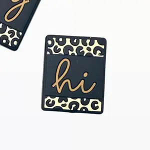 1pc Hello Hi Hey Silicone Focal Beads with Cheetah Print - Crafting & Beading Supplies DIY Charm Beaded