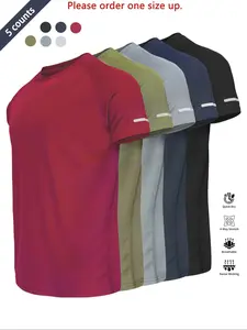 Reflective Sportswear T-Shirt, Breathable Quick-Dry Short Sleeve Crew Neck, Lightweight Men's Athletic Tee, Fitness Shirt, Ideal for Outdoor Activities