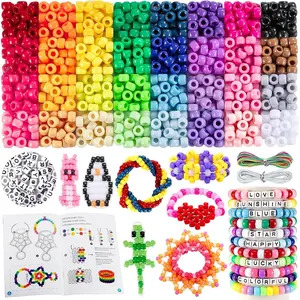 Pony Beads for Bracelets and Crafts, 32 Colors Kandi Beads with 10 Kandi Cuff Designs and 6 Bead Pets Designs, Friendship Bracelet Kit with Letter Bead for   Making (2000+ Pcs)