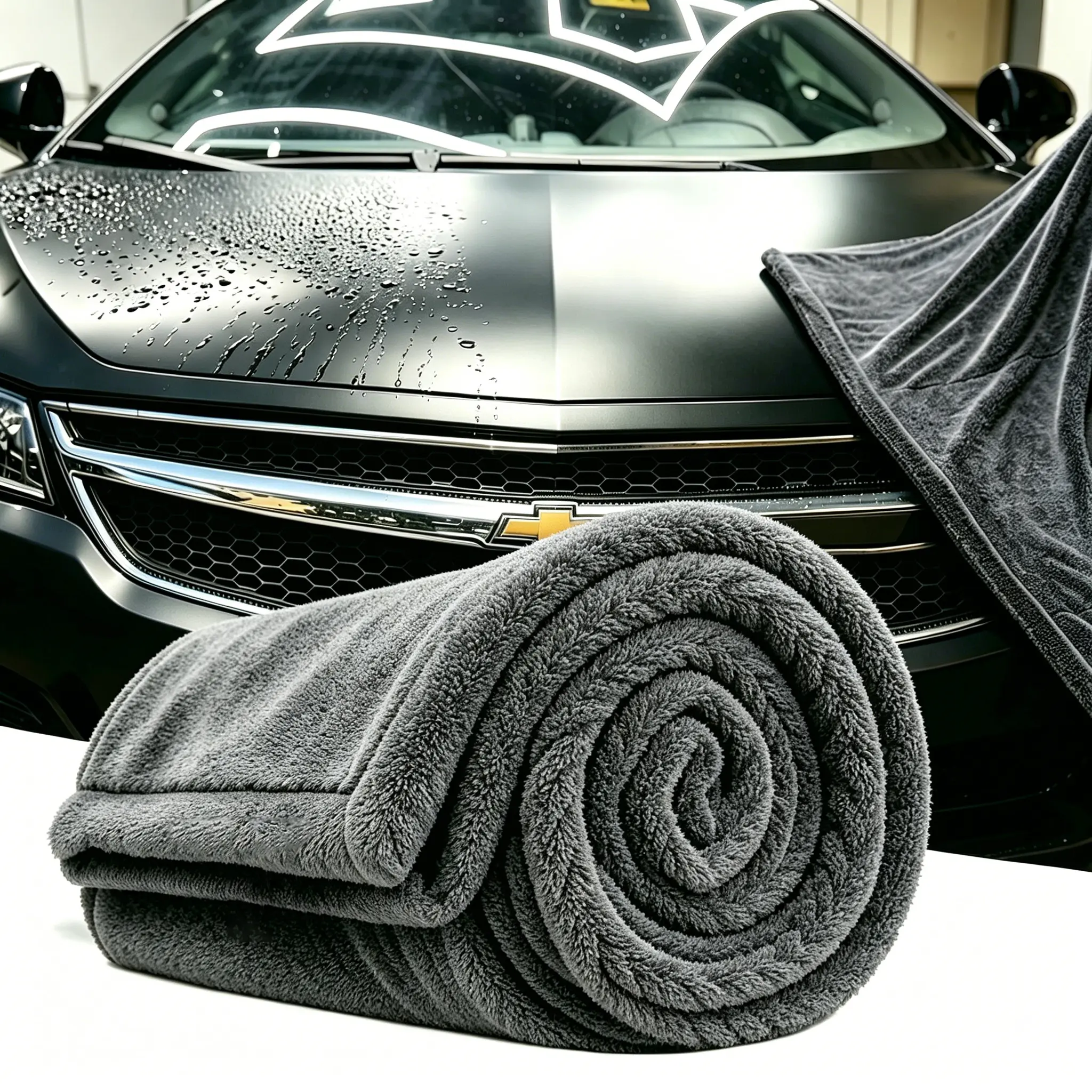 Twisted-Loop Microfiber Car Drying Towel - 1300GSM, Large Size 2ft x 3ft, Streak-Free, Lint-Free, Reusable Car Cleaning Tool, 1-Pass Dry for Truck, SUV, Automotive Detailing Accessory