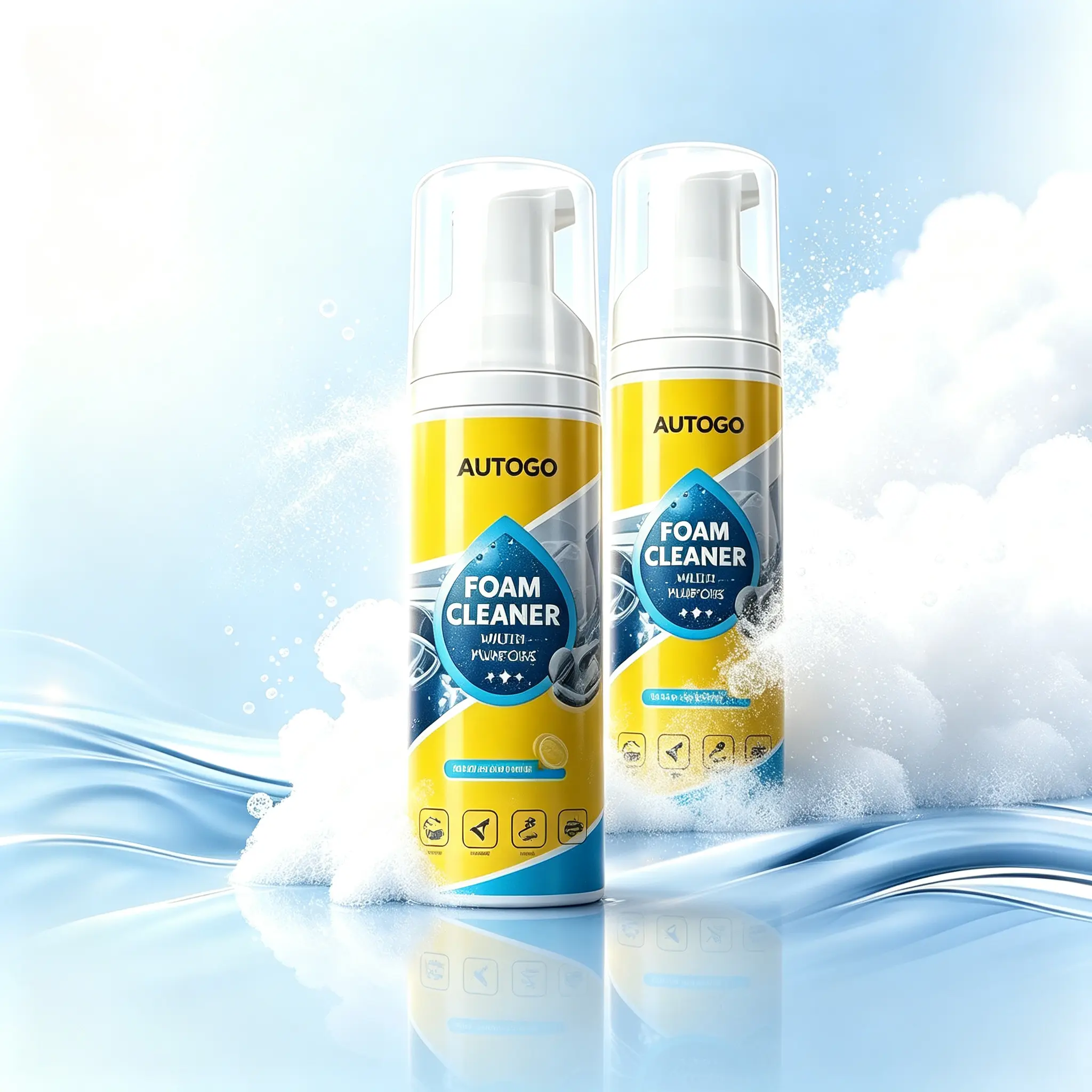 Multi-Purpose Foam Cleaner Waterless Car Interior Cleaner, Powerful Stain Remover, Rich Foam Cleaning Spray for Car Seats, Headliner, Door Panels, Leather, Fabric & Home Surfaces