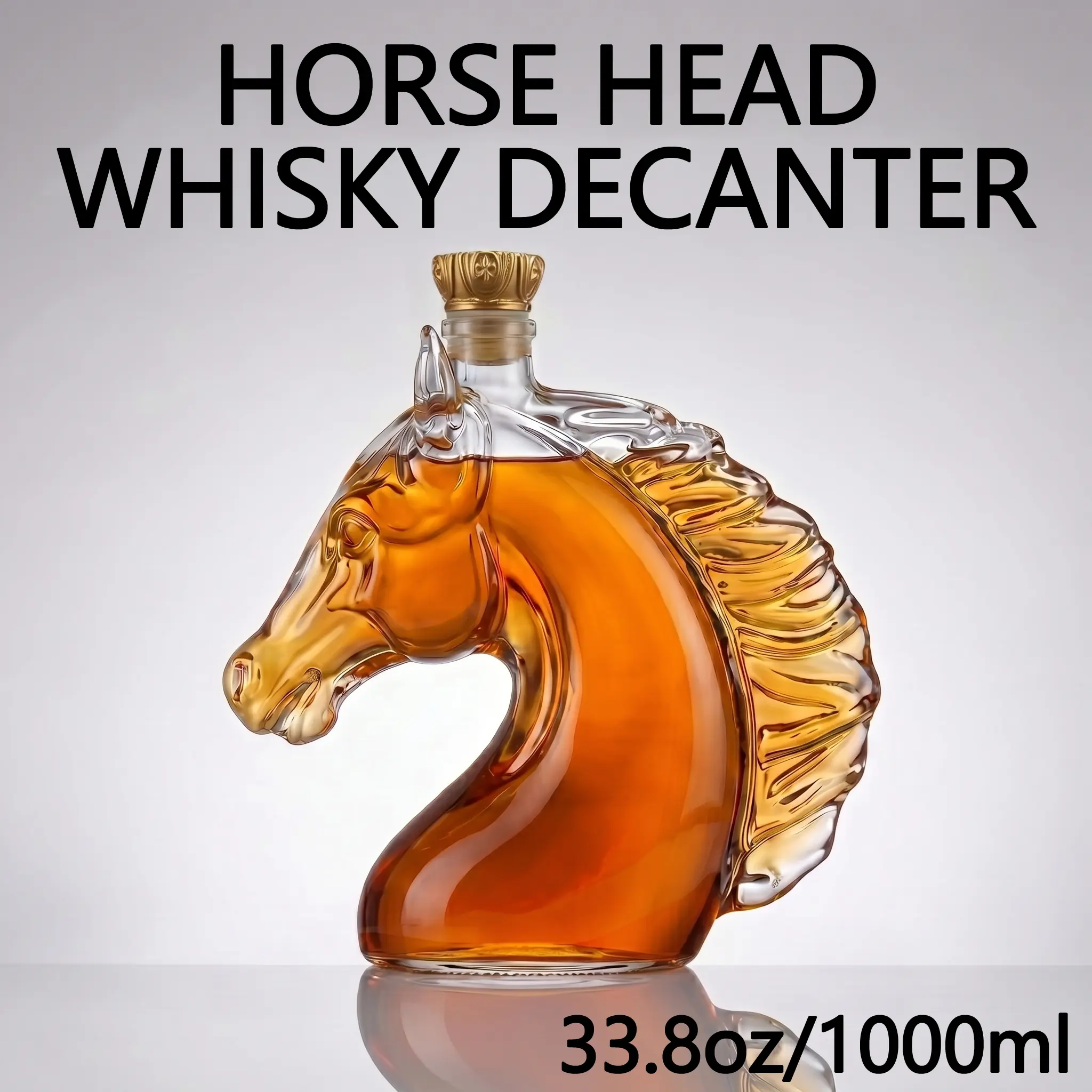 Premium Artisan Horse-Shaped Whiskey Decanter Utensils, 33.8oz/1000ml Lead-Free Glass Western Cowboy Liquor Bottle, Ideal for Home Bar Decor, Unique Gift for Him on Anniversary & Father's Day