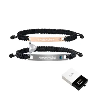 Couple Rhinestone Decorated Magnetic Heart Charm String Bracelet  Gift , 1 Set Fashionable Jewelry for Women & Men, Trendy Bf Gf Bracelet Jewelry for Birthday Gift