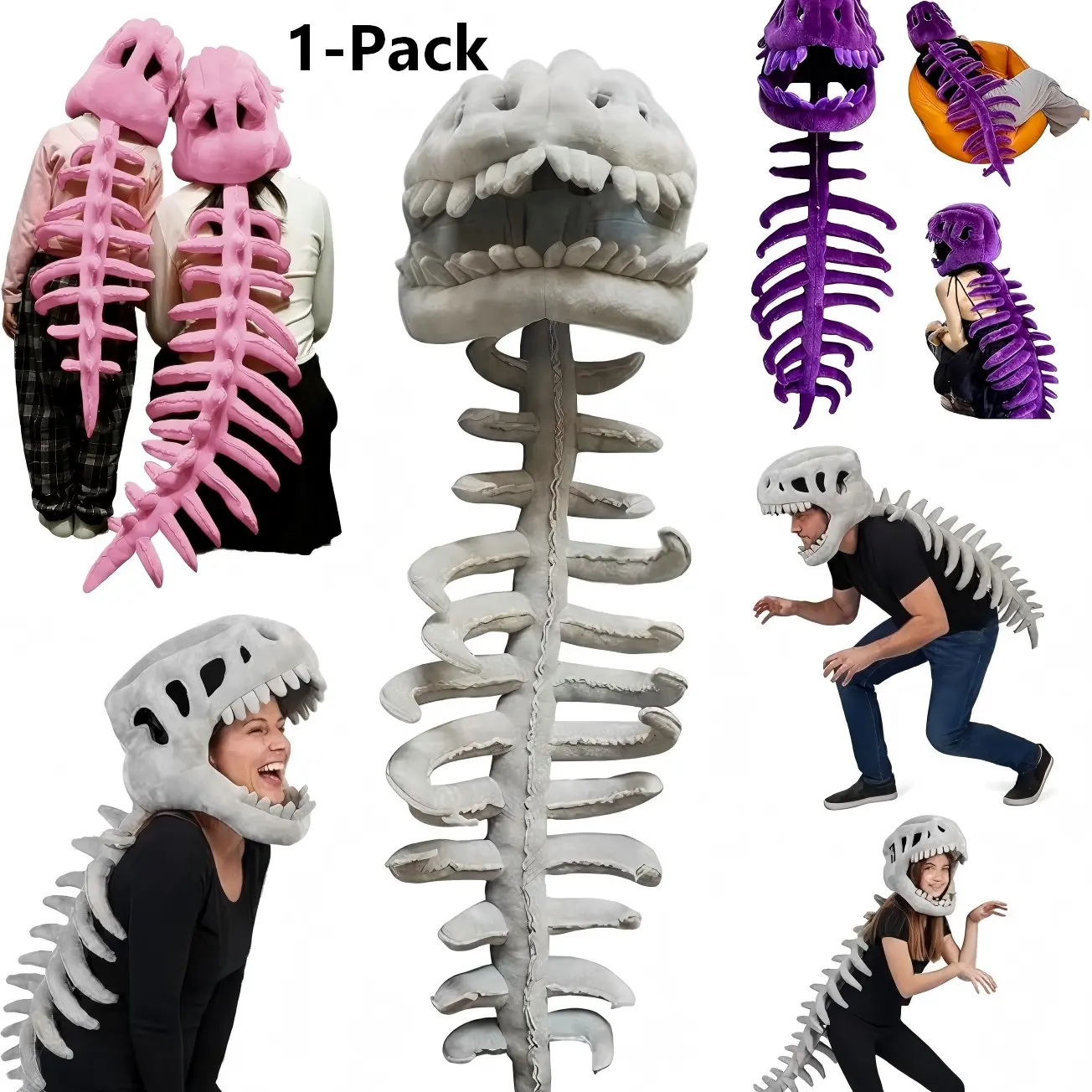 Dinosaur Skeleton Plush Costume, Cozy 3D Spinosaurus, Wearable Cuddly Toy, Fun Kids Pretend Play Costume for Dress Up, Play and Parties