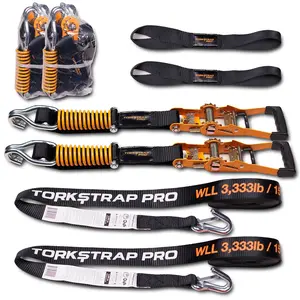 TorkStrap PRO 25' x 2'' Self Tensioning Ratchet Straps 10,000LB Break Strength with Spring Loaded Design for UTV, Cargo, ATV, and Truck