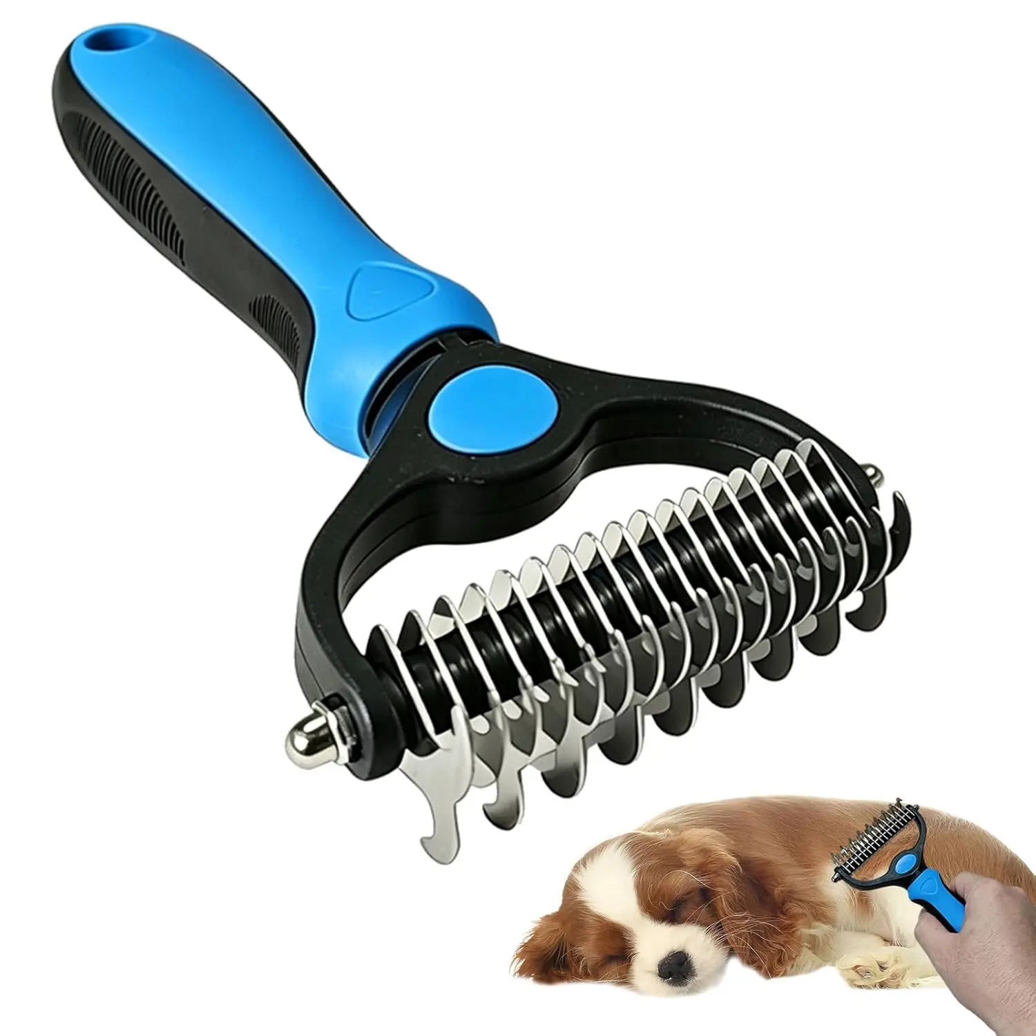 Dog Comb Knife Pet Hair Remover Brush Stainless Steel Dog Cat Grooming Comb Anti Knot Tangle Remover Pet Hair Shedding Tool Dog Hair Knot Cleaning Massage Brush Long Haired Short Haired Dog Cat Deshedding Comb Pet Grooming Supplies removal dematting fur