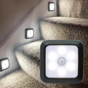 6-LED Motion Sensor Lights Indoor, Battery Operated, Cordless LED Step Night Light, for Under Cabinet, Hallway, Stairway, Closet, Kitchen, Indoor Lighting