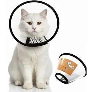 SmartWell 7pcs Soft Edge Pet Recovery Collar - Adjustable, Breathable, Translucent Anti-Bite Cone for Cats & Dogs with Premium Cotton Edge, Velcro Design for Comfort, Visibility, Reduces Stress