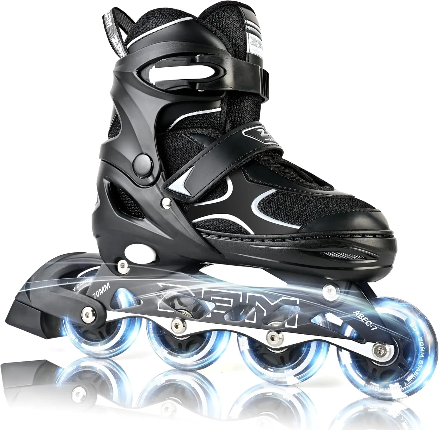 2PM SPORTS Adjustable Inline Skates with Light Up Wheels, Illuminating Roller Blades for Kids Boys Girls Ages 4-12, Beginner Skates for Youths Adults Men Women Active Outdoor girls patines