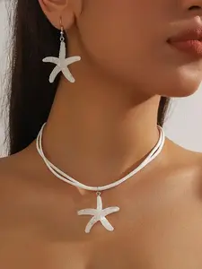 Boho Style Starfish Design Jewelry Set, Fashionable Jewelry Set, Fashion Necklace & Dangle Earrings, Fashion Jewelry for Party, Daily Decor, Trendy All-match & Exquisite Jewelry for Birthday Gift, Jewellery, Accessories Set