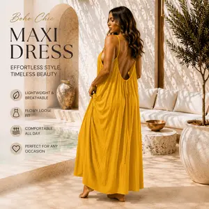Women's nightgown Women's Backless Spaghetti Strap Maxi Dress - Loose Flowy, Relaxed Fit, Floor Length, Plus Size Friendly, Womenswear Loungewear for Vacation, Beach