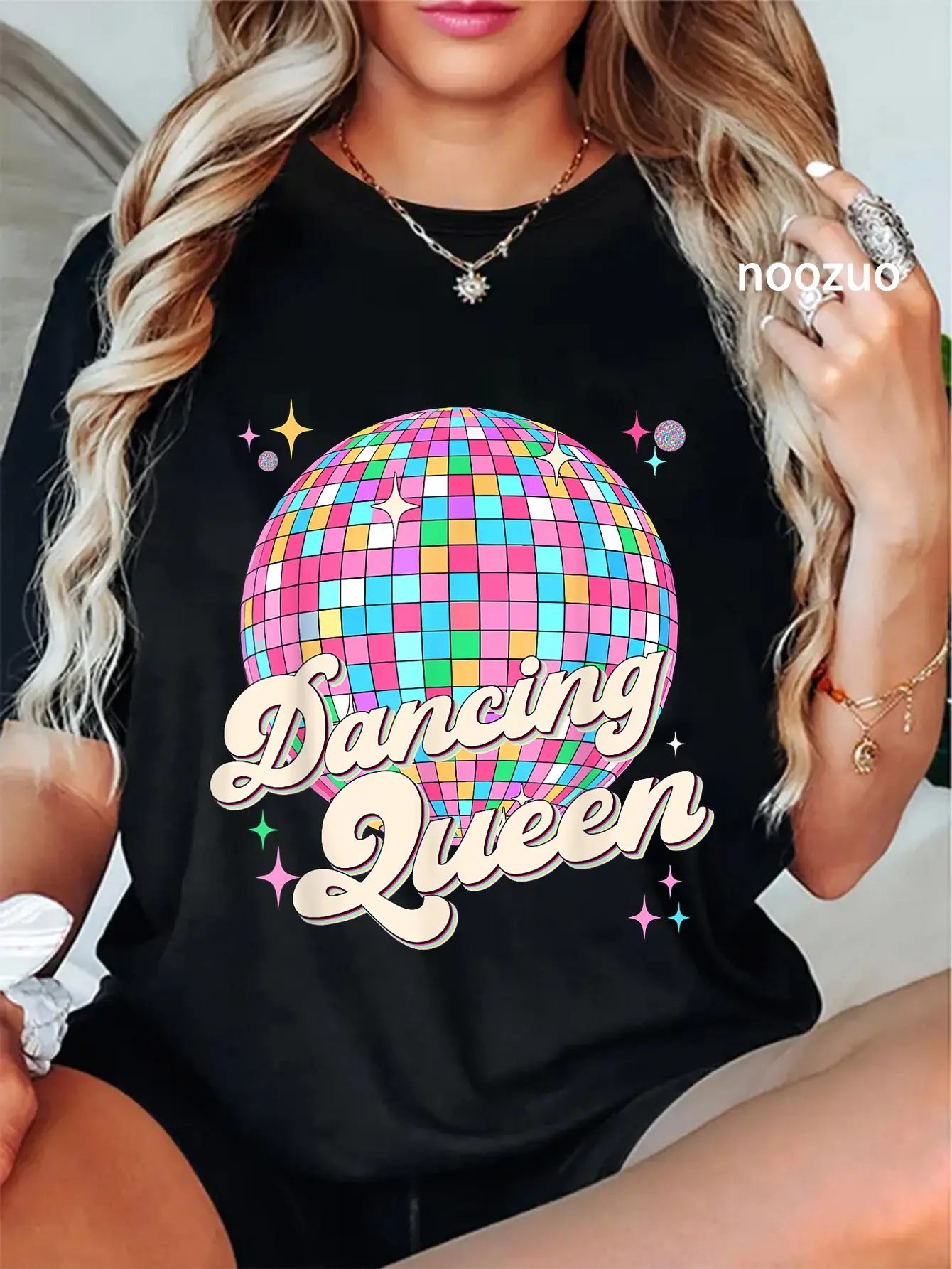 100% Cotton Unisex Dancing Queen Shirt Vintage Dancing 70s Women Girl T-Shirt Casual Top