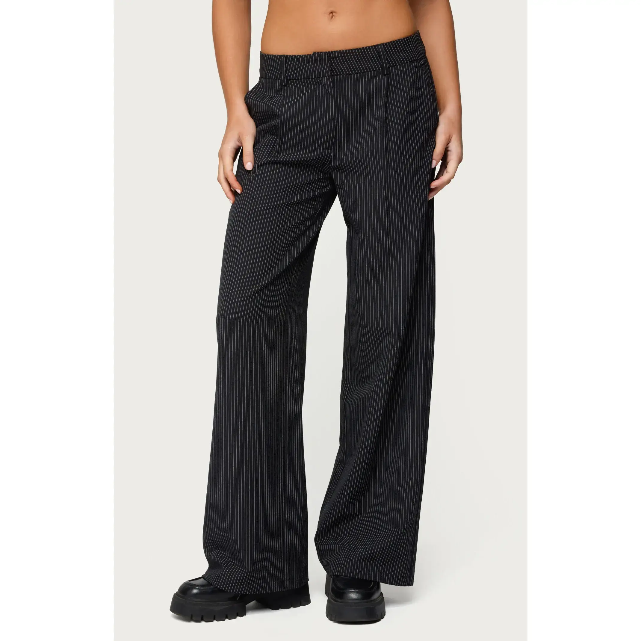 Edikted Women's Pinstripe Tailored Straight Leg Pants