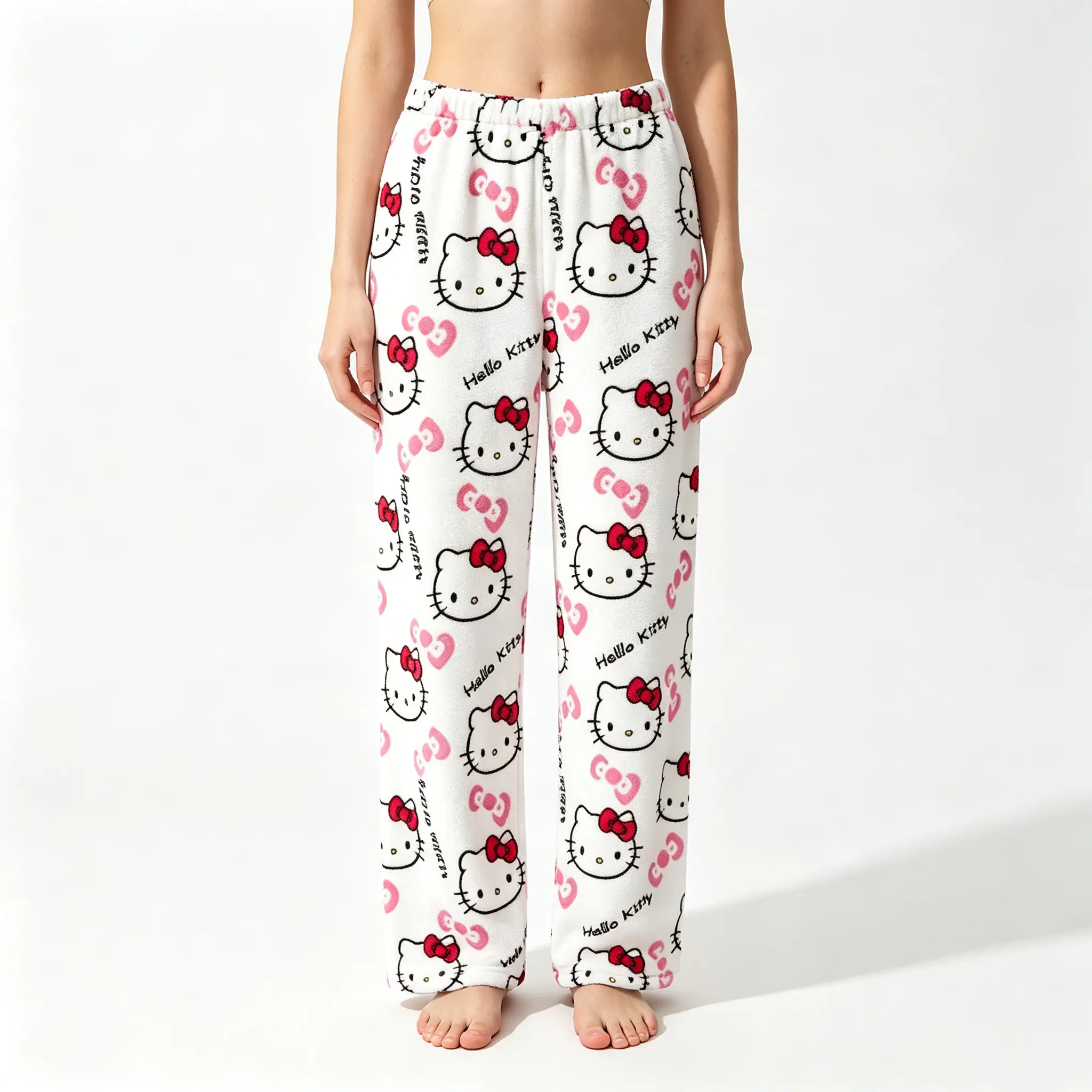 Sanrio Licensed Women's Hello Kitty Soft Flannel Pajama Pants - Comfortable, Loose Fit Nightwear, All Seasons Sleep Lounge Bottoms, US Sizes, Cute Kawaii Gift for Sanrio Fans