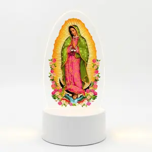 Holy Grace Symbol LED Night Light - USB Acrylic Flower Lamp for Bedroom Prayer Room, Gift for Family Friends