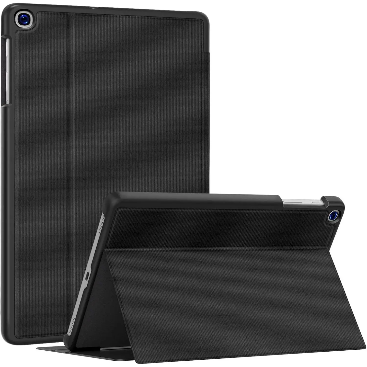 Galaxy Tab A 10.1-inch 2019 Tablet Protective Cover - Premium Shock-Protection Folio Shell with Adjustable Stand, Foldable Multi-Viewing Angles, Magnetic Closure, Soft TPU Back Casing, Cut Out Accessories for Samsung SM-T510/T515/T517, Black