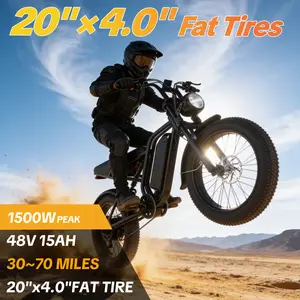 【HiEHA】Electric EBike for Adult 1500W Peak Power | 34MPH Max Speed | 30-70 Miles Range | Full Suspension | 20"×4.0" Fat Tires | Removable 48V 15AH Battery | UL 2849 Certified | Snow, Mountains, Off-Road All-Terrain Fat Tires Ebike