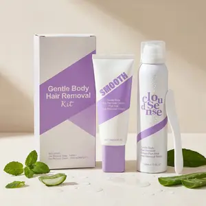 Smooth Body Hair Removal Kit, Gentle Cleansing, Moisturizing, Smooth Skin, Full Body Depilation, Portable Daily Use, Spray 140ML, Cream 100g, Scraper