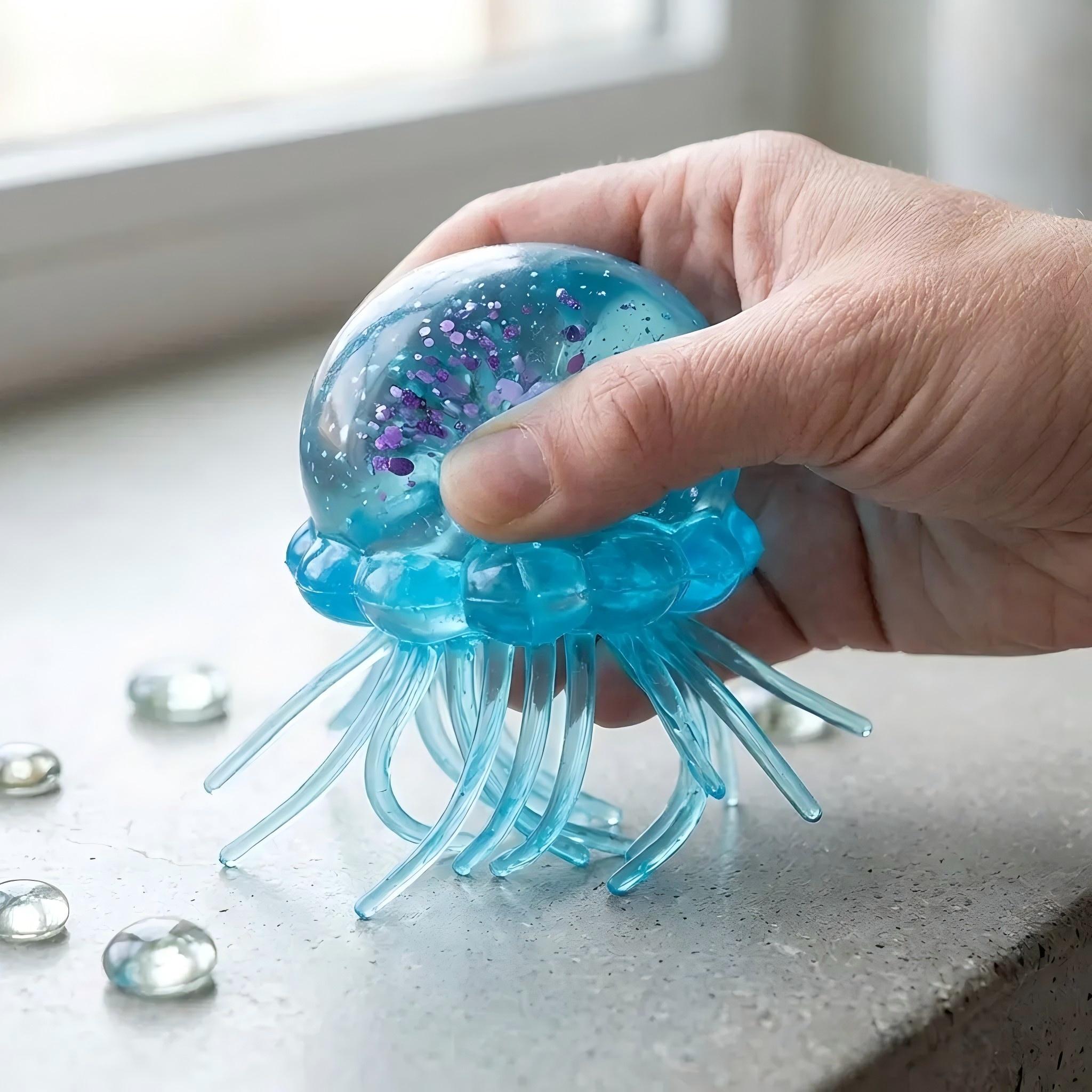 Jellyfish Design Squeeze Stress Ball, Fidget Stress Ball, Ice Squeeze Cube—Drop Malt Sugar Balls: Sensory Toys for Anxiety and Stress