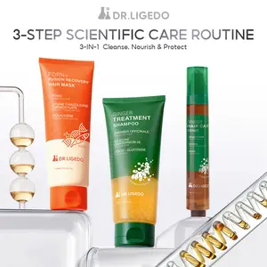 Dr.Ligedo Hair Mask 1pcs & Hair Care Serum 1pcs & Ginger & Ginseng Shampoo 1pcs | Helps soothe scalp, reduce oiliness, and leave hair smooth. Suitable for all.