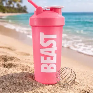 BEAST Gym Shaker Bottle with Mixer Ball ( 2 pack) for Protein Shakes and Meal Replacements - 2 Pack - Leak-Proof Lid & Wide Mouth for Easy Filling and Cleaning - Portable and Dishwasher-Safe