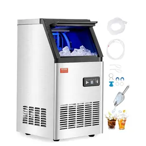 VEVOR Commercial Ice Maker Machine, 100lbs/24H Ice Maker Machine with 16lbs Storage Capacity, 36 Ice Cubes in 15 Minutes, LED Digital Display Freestanding Self-Cleaning for Bar Office Restaurant