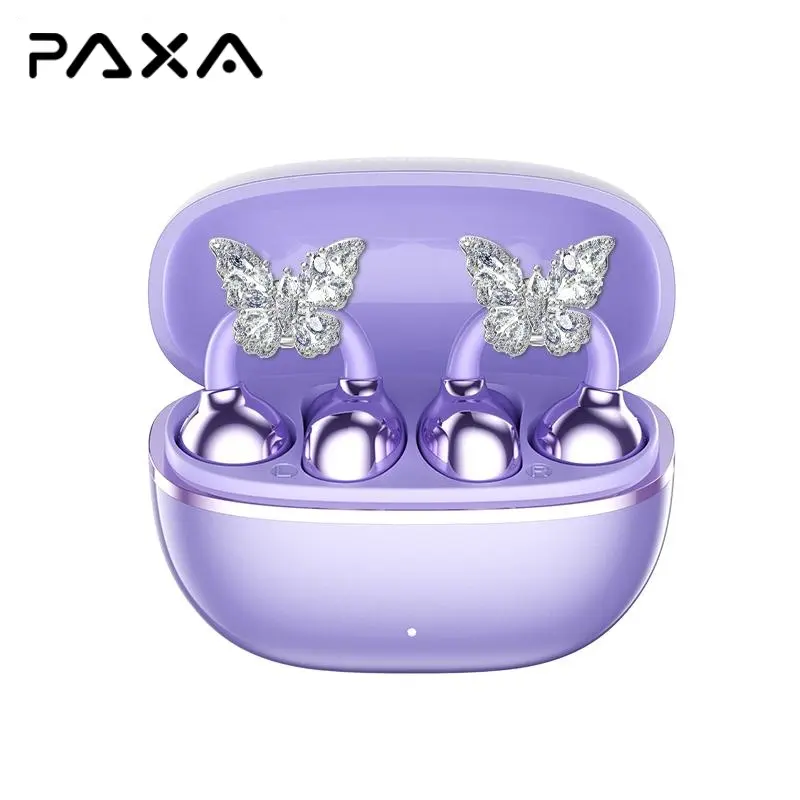 PAXA Earclip C7 Bluetooth Wireless Headphones with Workout-Ready Clip, Upgraded Panoramic Audio, Comfortable Fit, IP45 Sweatproof Wear, Active Noise Reduction for Music & Calls