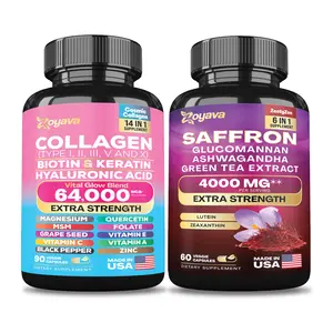 Zoyava Beauty Bundle: Collagen Beauty Complex (64,000MCG) & Saffron Blend (4,000MG) Duo - Made in USA