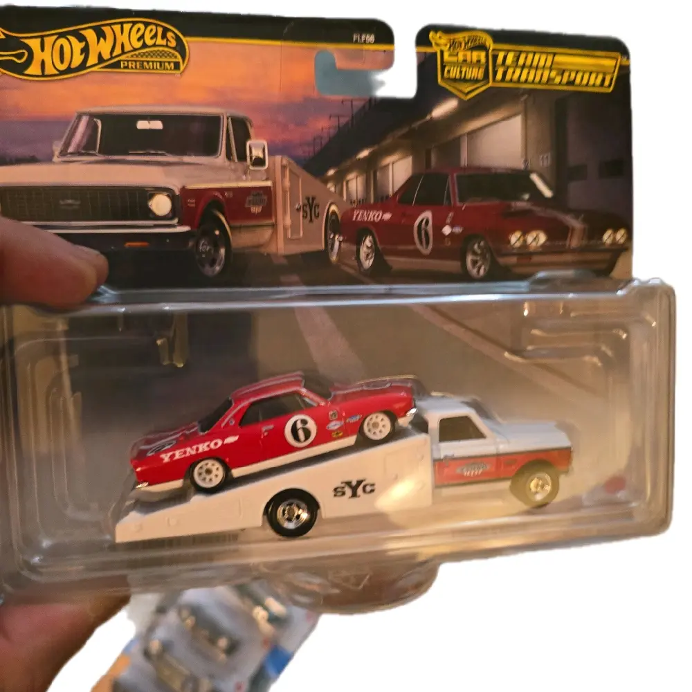 Hot Wheels Team Transport New 2-Piece Set - '66 Yenko Corvair & '72 Ramp Truck Diecast Metal Model Cars, Yenko Meets Ramp Miniature Car Wheels Diecast Toys