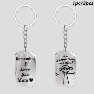 1pc/2pcs Mother Gift Stainless Steel Nameplate Keychain, "I Love You" Affectionate Confession Copywriting Design, Mother'S Day/Birthday Gift For Mother, Souvenir, Keys, Home, Room, Gift Box, Cardecoration