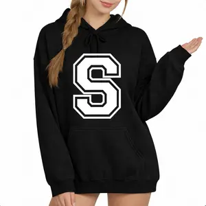 Monogram Hoodie with Letter S – Varsity Style Long Sleeve Sweatshirt
