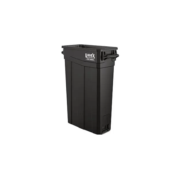 Suncast Commercial Sleek Narrow Garbage Bin, 23 Gal Space-Saving Design with Handles, 30 x 11 in for Offices, Black, Narrow Trash Bin, Waste Bin