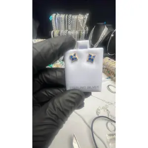 925 Sterling Silver CZ Earrings (Blue) - Show Special