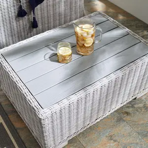 Modway Conway 32" Outdoor Patio Wicker Rattan Coffee Table in Light Gray