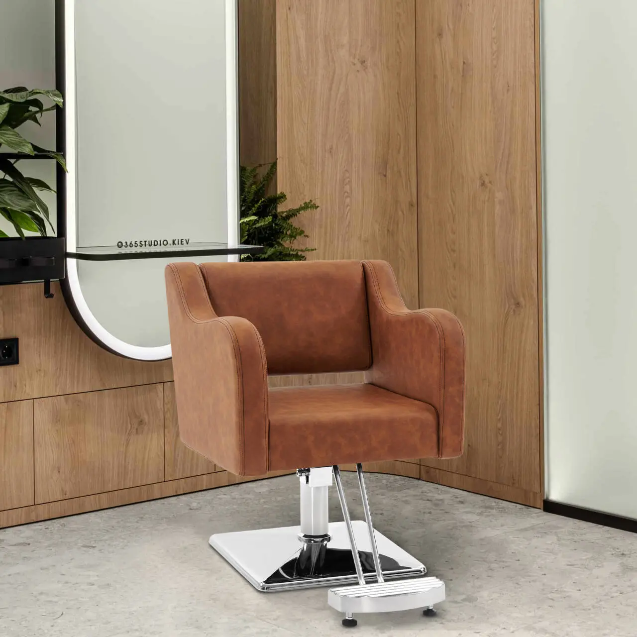 BarberPub Sturdy Classic Hydraulic Lift Barber Salon Chair - Adjustable Commercial Salon Furniture, Metal-Leather Hairdresser Chair for Hair Stylists, Model 3802 Brown, Barber Salon Chairs, Armless