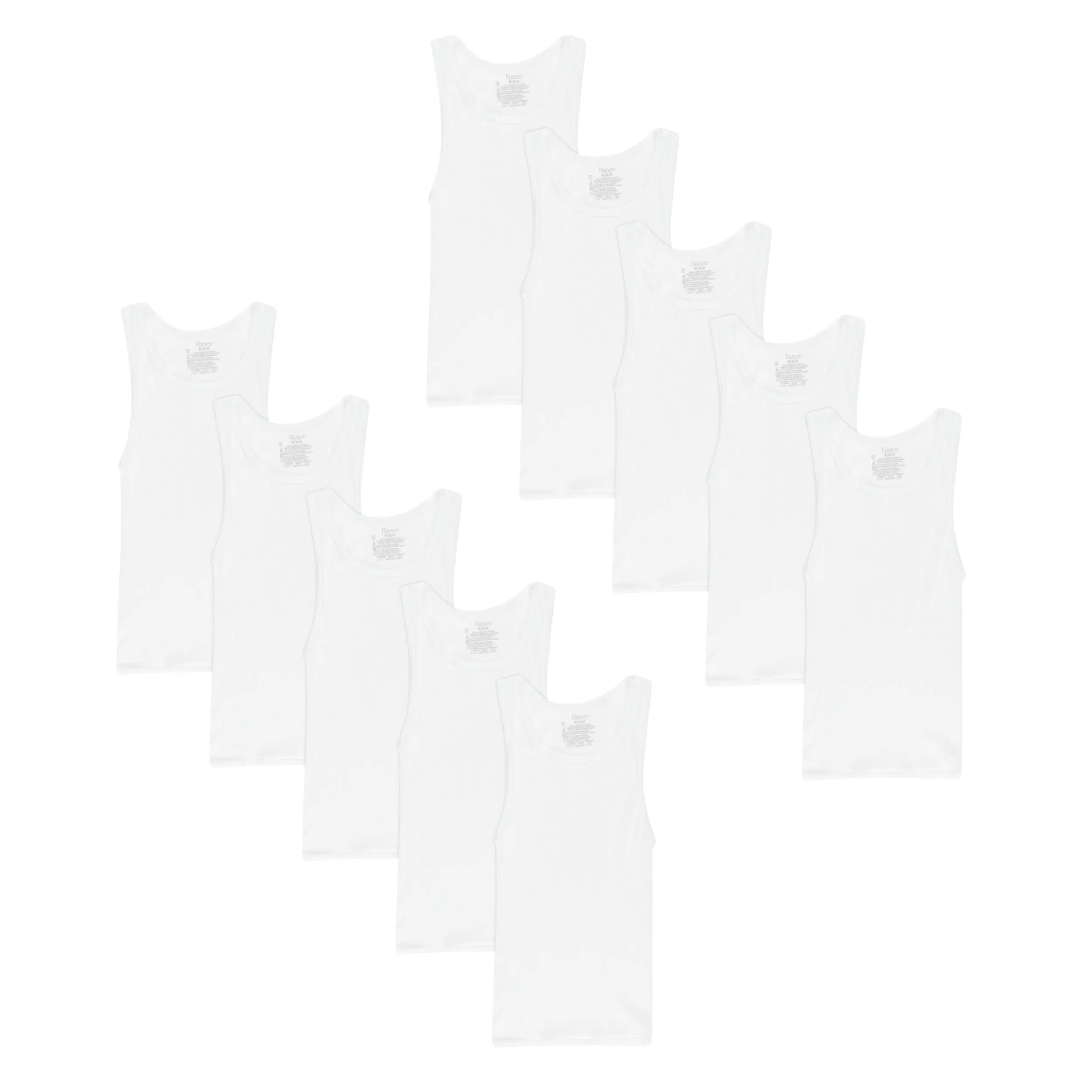 Hanes Boys' Undershirt Tank Top Pack, 10-Pack, Moisture-Wicking