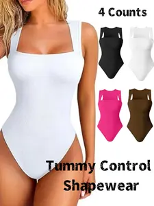 Women's Shapewear Bodysuit, Comfortable Casual Tummy Control & Butt Lifting, Daily Wear Compression Shirt, Knitted Slimming Fitness, Lady Shaper