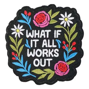 Floral Embroidery Patch with Adhesive Backing, Iron-On Applique for Clothes Jackets Hats Accessories, Decorative Sew-On Patch